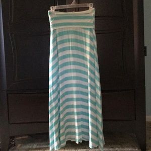 Maxi skirt aqua white stripe